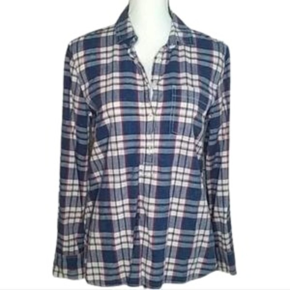 J.Crew Boy Fit Plaid Collared Popover Shirt size XS